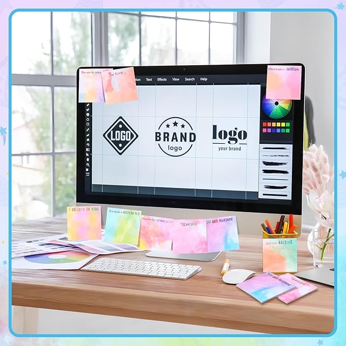 Yinder 24 Pcs Inspirational Sticky Notes Thank You Gift Motivational Sticky Note Pad Employee Appreciation Gift Bulk for Staff Coworker Teacher Nurse Office Groups 3 x 3'' (Thank You,Water Color)