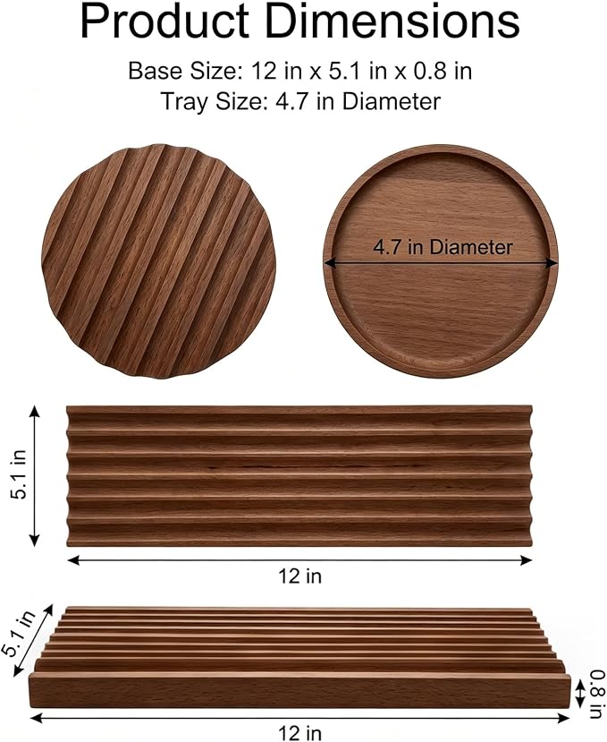 Horizontal Pen Holder for Desk, Walnut Pen Holder with 5 Compartments,Pen Tray Office Accessory, Teacher Gifts, Suitable for School, Home,Pen Tray for Desk (Walnut)