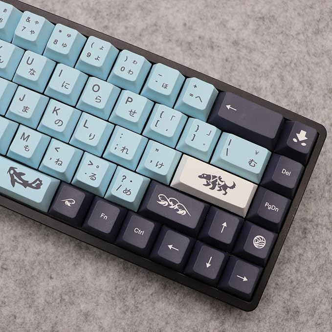 JSJT Japanese Keycap Set-Sky Blue Keycaps 137 Keys PBT Dye Sublimation Custom Keycaps with 6.25u/7u Spacebar for DZ60/RK61/64/gk61/68/84/980/104 MX Switches Mechanical Keyboards
