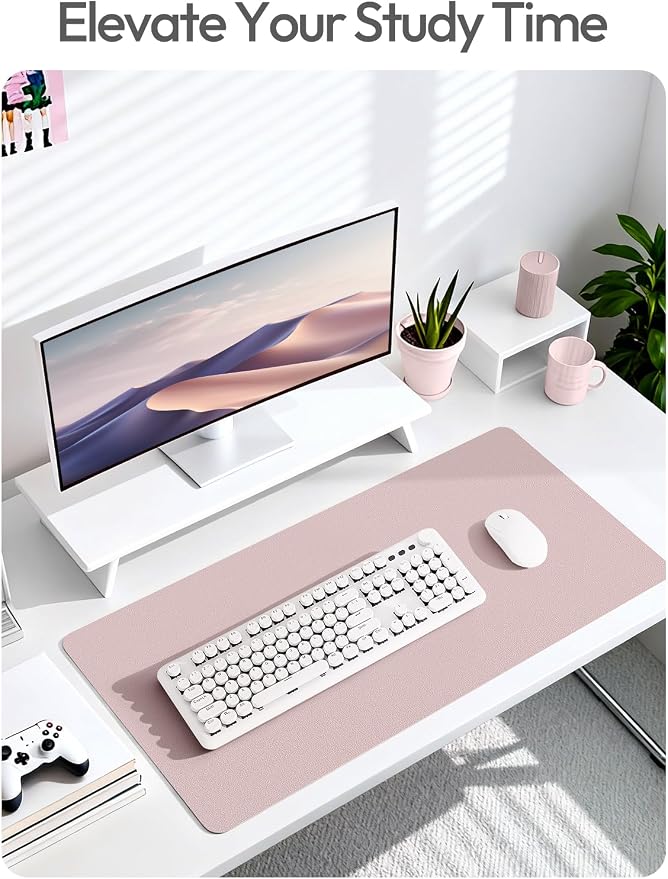 YSAGi Leather Desk Protector, Office Mat, Large Mouse Mat, Non-Slip PU Leather Blotter, Laptop Desk Mat, Waterproof Writing Pad for Office and Home(Grayish Lavender, 63" x 24")