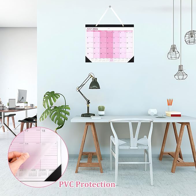 Desk Calendar 2026-2027, 14" X 11" Desktop Calendar 2026-2027, 18 Months Calander Runs from July. 2026 to Dec. 2027, Academic Monthly Planner for Home School Office (Pink)