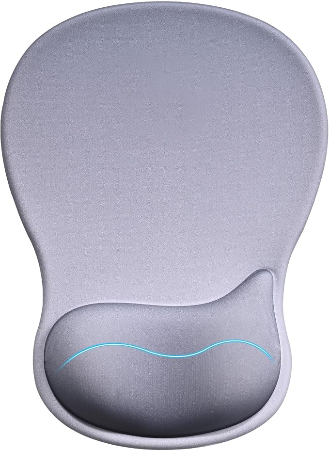 EooCoo Ergonomic Mouse Pad with Gel Wrist Rest Support Middle Concave Design, Relieve Wrist Pain Mousepad, Non-Slip Base for Laptop, Computer, Office Desk Accessories, Carpal Tunnel Syndrome Grey