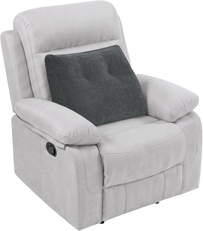 Back Support Pillow for Recliner Soft Dual Layer Lumbar Support Pillow with Memory Foam Shreds Ergonomic Orthopedic Couch Back Cushions for Elderly Lower Back Pain Relief Dark Grey