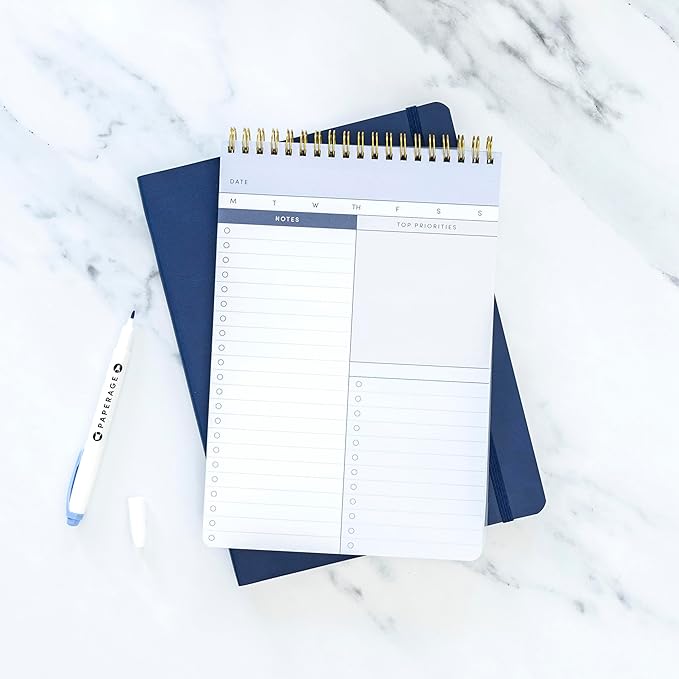 PAPERAGE To Do List Notepad, Daily To Do List Notebook, 60 Double-sided Tear-off Sheets, 3 Pack, 6.5" x 9.5", Undated Daily Planner Checklist for Office, School or Home (Sage/Tan)