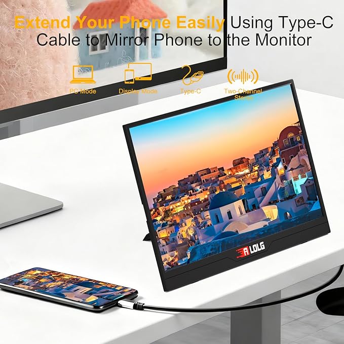 144Hz 16" Portable Monitor,1920×1200 FHD IPS Plug&Play Second External Monitor with USB-C Mini HDMI Port,Second Screen Compatible with PC Phone Mac Xbox PS4/5-Z8
