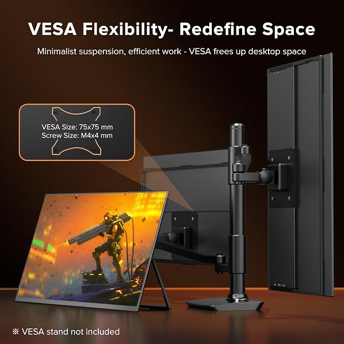 Portable Monitor 18.5'' 120Hz Gaming Monitor, 125%sRGB | 2000:1 | HDR| FreeSync Travel Monitor for Laptop Mac-Book PC, Built-in Stand & Speakers, VESA, USB HDMI Large Second Screen for Game Office