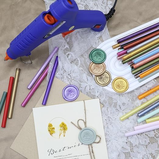 Wax Seal Stamp Kit, Atopbb Premium Wax Seal Kit with Seal Gun,40pcs Gold Wax Sticks, 2pcs Metallic Pen a Frame Stamp for Wax Seal Stamp, Wax Seal Sticks Used for Wedding, Gift Wrapping (40, gold)