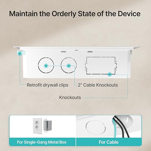 9" in-Wall Media Box Recessed Outlet Cable Management Kit 2 Pack | Structured Media Enclosure, One Connect & Network Switches, Fits Fire TV Stick Samsung, Recessed In-Wall Design, 2 Pack