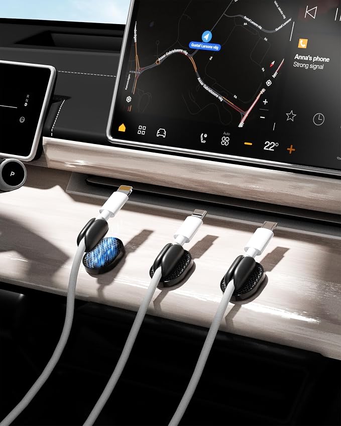 6 Pack Puretor Cord Organizer Holders - Strong Adhesive & Magnetic Desk Cable Management, Effortlessly Organize Phone Charging Cords for Home, Office, Car, Desk & Nightstand