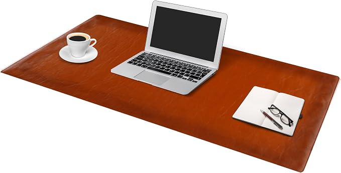 Desk Mat - Executive Real Leather Desk Pad - Large (18 3/4" X 35 3/4") | Non-Slip Leather Desk Blotter