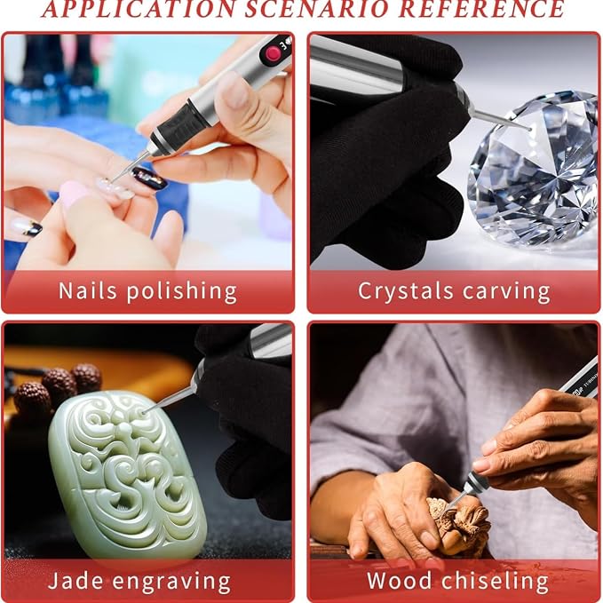 TUBINOONE Engraving Pen, Ultimate Cordless Portable Tool for Artists & DIYers - Engrave 50+ Surfaces - Beginner Friendly - Rechargeable - Free 30 Bits & Mastery Guide & Stencils (Silver)