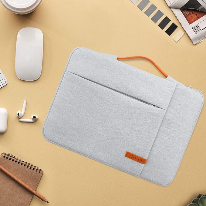 Lacdo 360° Protective Laptop Sleeve Case for 16 inch MacBook Pro M5 Pro/Max A3428 A3429 (2026), M4/M3/M2/M1 A3403 A3186 A2991 A2780 A2485 A2141, 15 inch Surface Laptop 7/6/5/4/3 Computer Bag, Gray
