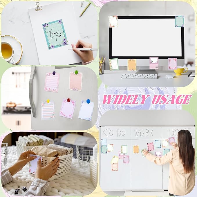12 Pads Cute Sticky Notes Flower Sticky Notes 3 x 4 Inches Colored Adhesive Memo Reminder Decor Floral Memo Pads Flower Notepads for Journal Office Birthday Gifts