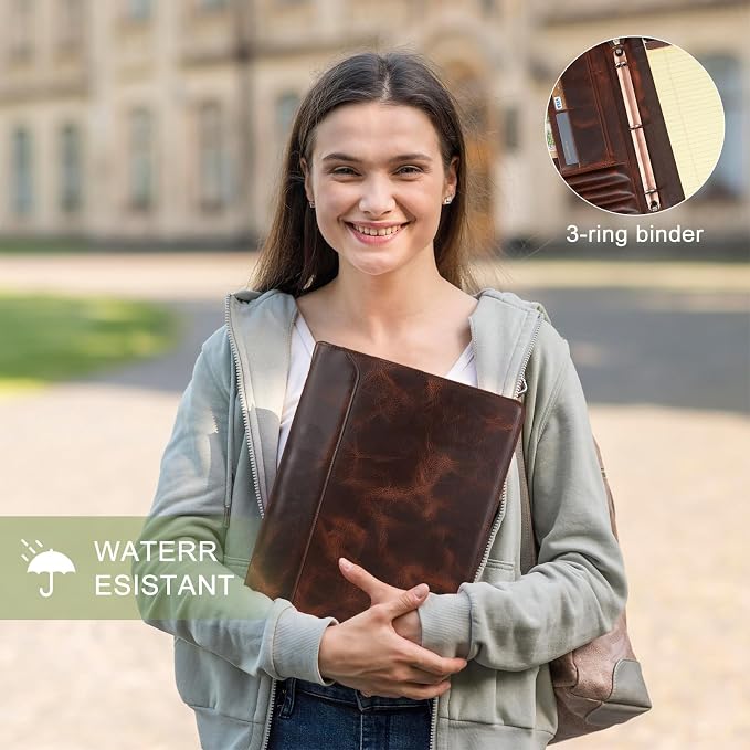 Personalized Genunie Leather Portfolio Binder, Customized Leather Portfolio for Men,Business Portfolio Organizer for A4 Size Notepad, Customized Gift