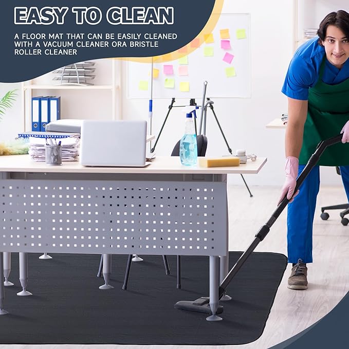 Nuanchu 2 Pcs Large Hard Floor Chair Mat and Anti Fatigue Mat Set Desk Rug for Rolling Chair on Hardwood Non Slip Anti Fatigue Rug for Standing Work Office Kitchen(74 x 59 Inches,29 x 17 Inches)