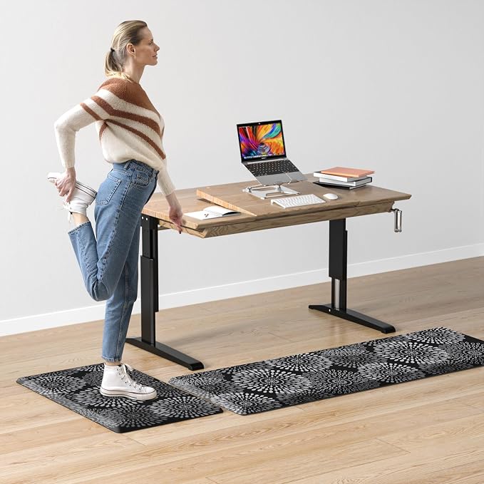 LuxStep Kitchen Mats for Floor,0.47 inch Thicker Cushioned Rug Anti-Fatigue Mats for Kitchen Decor Accessories,Waterproof Non-Slip Mats and Rugs Set for Office,Laundry 17.3"×29"+17.3"×60",Black
