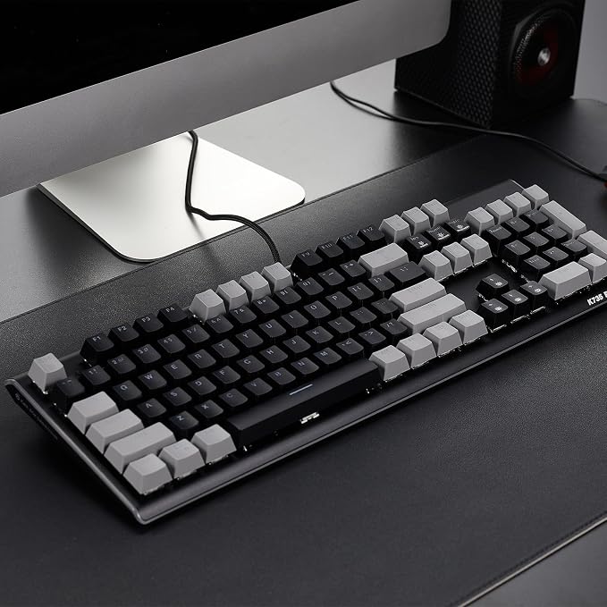 Hexgears GK735 Wired Full Size Mechanical Keyboard, Aluminum Housing Built for Gamers w/Kailh Box White Switch, White Backlit + Surrounded by RGB Light Strip, 104 Keys Gaming Keyboard for PC/Mac