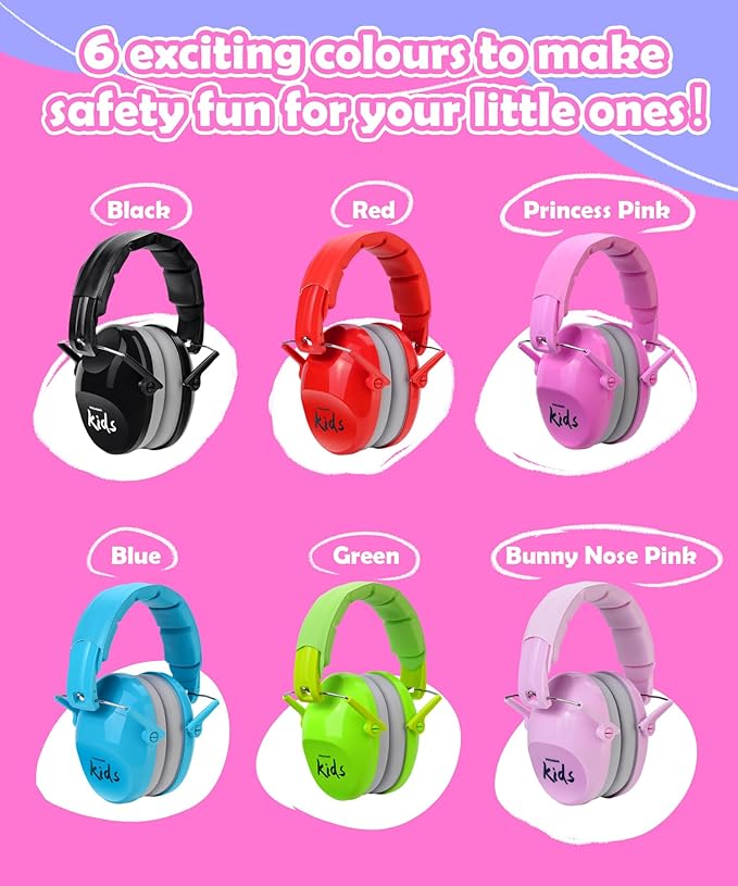 PROHEAR 032 2.0 Noise Cancelling Headphones for Kids - 25dB Noise Reduction - Adjustable Sensory Ear Protection Muffs for Concert, Fireworks, Monster Truck Shows, School - Bunny Nose Pink