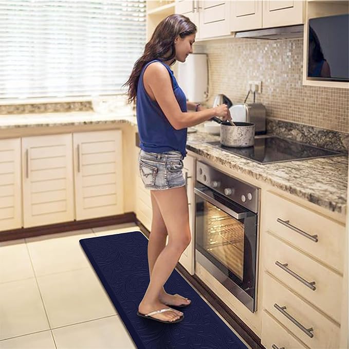 KMAT Kitchen Mat Cushioned Anti-Fatigue Floor Mat Waterproof Non-Slip Standing Mat Ergonomic Comfort Floor Mat Rug for Home,Office,Sink,Laundry,Desk 39"(L) x 20"(W),Blue
