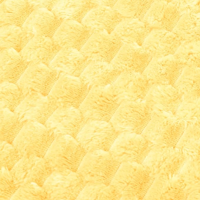 Vessia Flannel Fleece King Size Bed Blanket(108x90 inch), 3D Jacquard Light Yellow Fuzzy and Warm Blanket for Adults, 300GSM Super Soft Touch Cozy Lightweight Bed Decor for All-Season