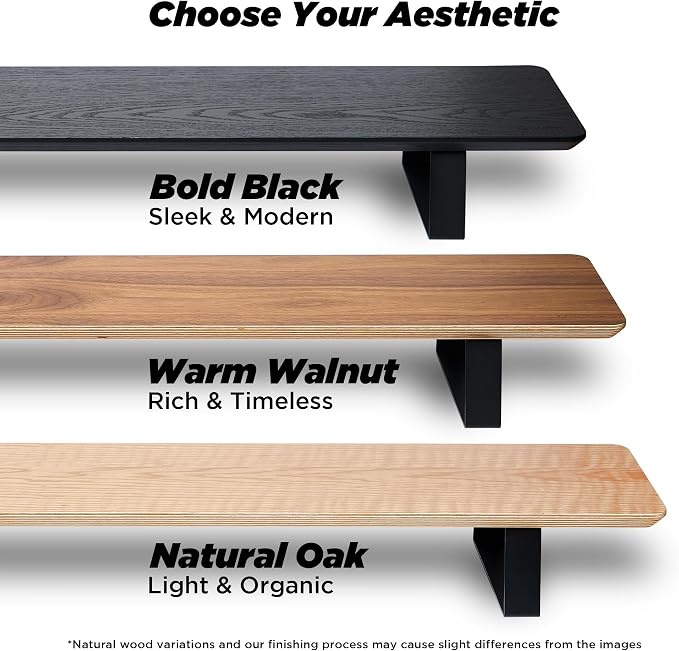 Moodular Wooden Monitor Stand Desk Organizer, Standard 33.4" Black | Customizable Organized Workspace, Aluminum Slide Rails, 10 Add-Ons Sold Separately: Storage Drawer, Tablet, Phone & More
