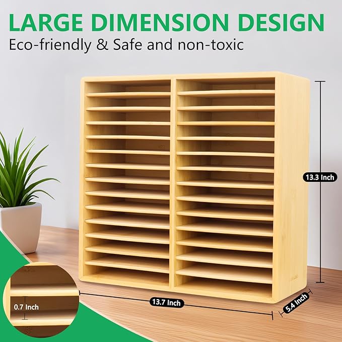 walowalo Bamboo Marker Organizer for 280 Markers Christmas Gifts Durable Pencil Holder Desk Storage Large for Artists Teachers Students Classroom Birthday Gifts No Assembly Required 28-Compartments