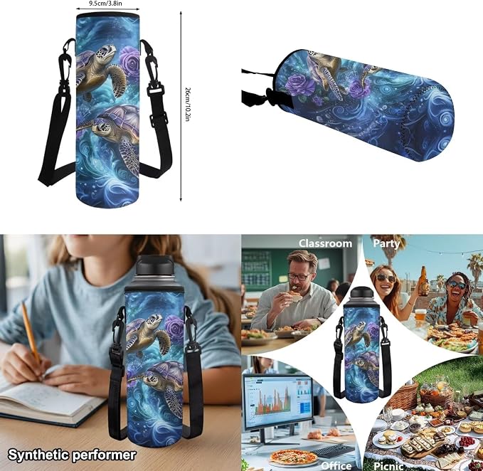 Sea Turtle Backpack Set for Boys Girls, 4PCS Blue School Backpack with Lunch Box & Pencil Case, 17 Inch Lightweight Elementary Bookbag for Kids Ages 6-10