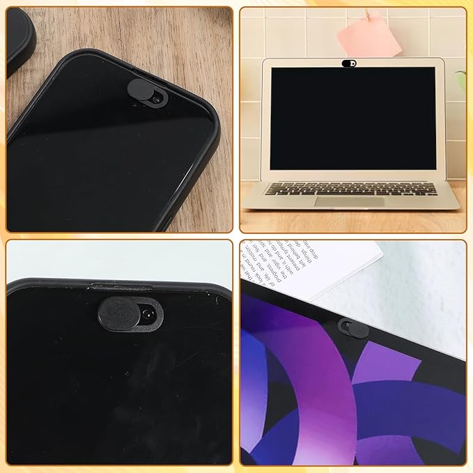 50 Pcs Webcam Cover Slide, 0.023 Inch Ultra-Thin Universal Camera Privacy Cover Black Phone Camera Covers Slide for Phone, Laptop, Computer