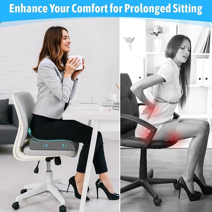 TranquilMoments Seat Cushion, Gel Wheelchair Seat Cushion, Grey | Wheelchair Seat Cushion Cooling Gel Memory Foam, Tailbone Pain Relief, Removable Cover & Non - Slip Bottom Chair Cushion