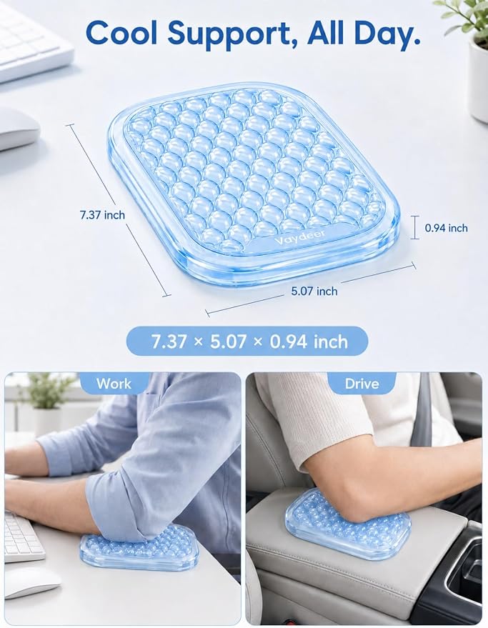 【Upgraded Larger and Thicker】 Vaydeer Clear Gel Elbow Rest Pad 1pc, Desk Wrist Rest, Ergonomic Mouse Cushion Support, Armrest for Computer Laptop Working Typing Gaming Office