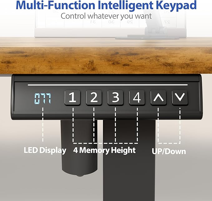 YESHOMY Height Adjustable Electric Standing Desk, 39 x 24 Inches Memory Home Office Sit Stand up Desk with Phone Holder and USB Charging Port, Rustic Brown