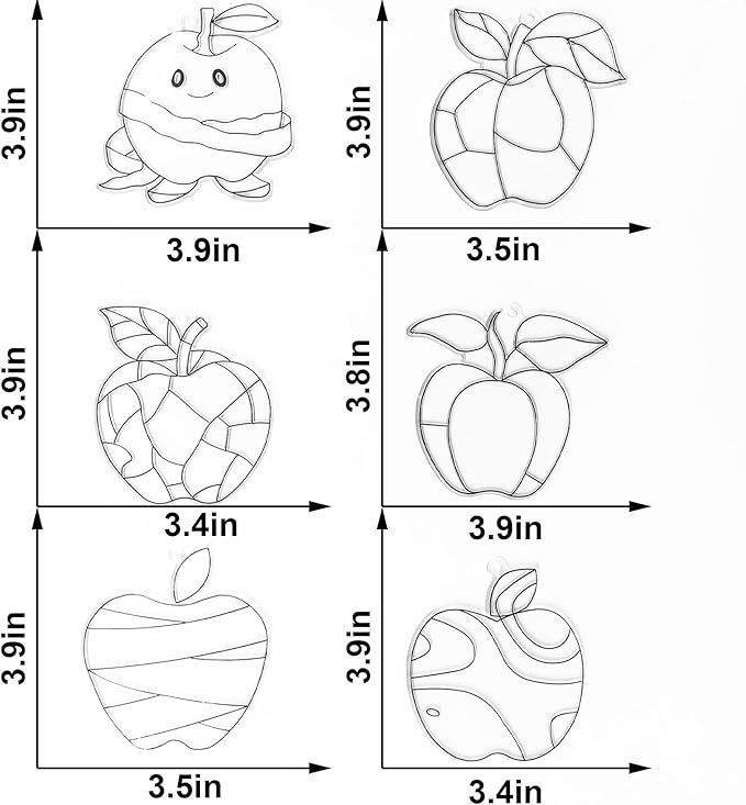 Ayhuhra 30 Sets Apple Suncatche Craft Kits Blank Back to School Sun Catcher DIY Window Paint Art Sets for First Day of School Supplies Home Party Activities Art Project