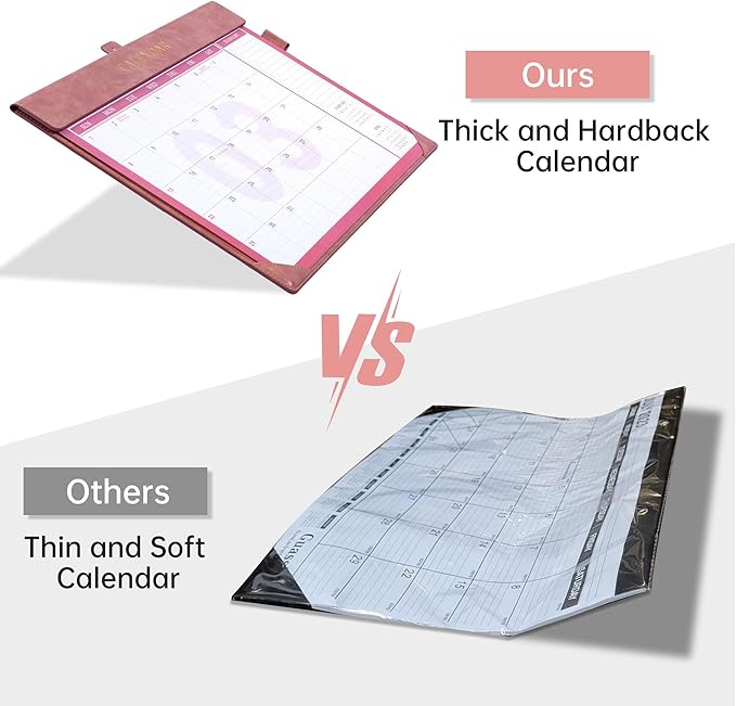 Yoment Desk Calendar 2026-2027, Jan 2026-Dec 2027, Large Desk Calendar with to-Do Lists, 24 Months Leather Desk Pad Wall Calendar with PVC Cover for Work Office School Home Women Men, 17 x 12, Pink