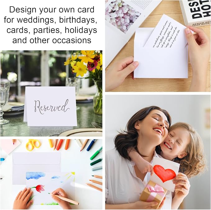 Blank Cards and Envelopes 4x6, 30 Pack White Invitation Cardstock with 30 Pack Envelopes, Thank you Blank Greeting Cards, for All Occasions DIY, Print custom