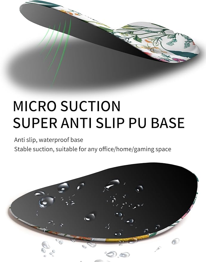 Palm-Rest and Wrist-Hugging Mouse Pad Wrist Rest, Ergonomic Wrist Support with Curve Fitting Cushioned Memory Foam for Carpal Tunnel Pain Relief, 9.9 x 8.3 Inch, Blossoms