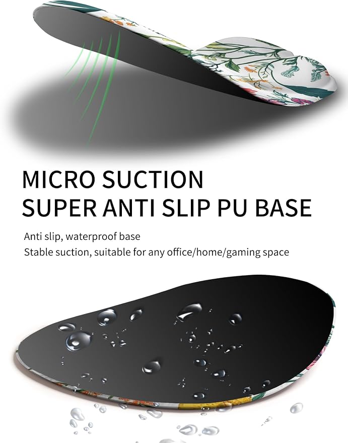 Palm-Rest and Wrist-Hugging Mouse Pad Wrist Rest, Ergonomic Wrist Support with Curve Fitting Cushioned Memory Foam for Carpal Tunnel Pain Relief, 9.9 x 8.3 Inch, Blossoms