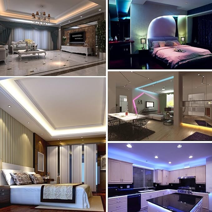 12V Flexible SMD 5050 RGB LED Strip Lights, LED Tape, Multi-Colors, 300 LEDs, Non-Waterproof, Light Strips, Color Changing, Pack of 16.4ft/5m Strips