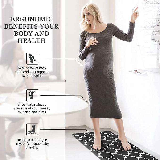 WISELIFE Anti Fatigue Floor Mat - 4/5 Inch Thick Kitchen Mat Non Slip Waterproof Heavy Duty Ergonomic Comfort Mat Durable for Home, Office, Sink, Laundry,(17.3" x 47", Black)