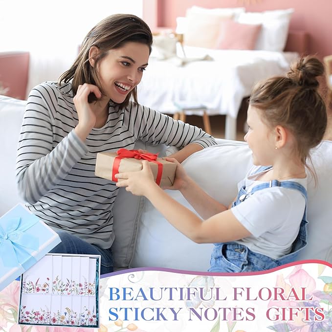 12 Pads Wildflower Sticky Notes Flower Sticky Notes 3 x 4 Inches Floral Notepad Cute Summer Adhesive Memo Reminder Floral Memo Pads Flower Notepads for Women Journal Office Spring Gifts