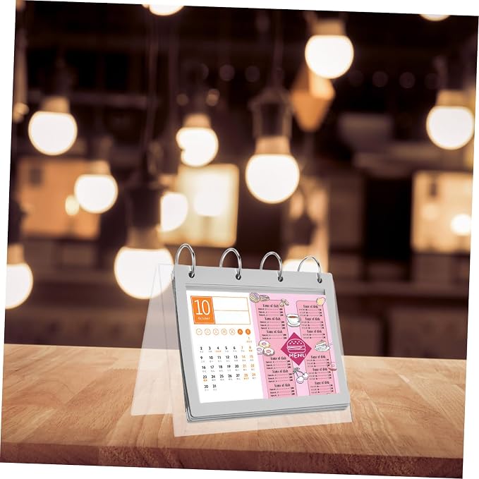 PRETYZOOM Multi-Page Flip Table Card Acrylic Display Stand Menu Holder Calendar Stand Table Sign Rack