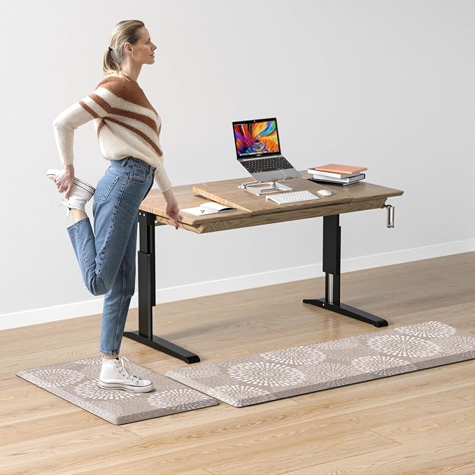 LuxStep Kitchen Mats for Floor,0.47 inch Thicker Cushioned Rug Anti-Fatigue Mats for Kitchen Decor Accessories,Waterproof Non-Slip Mats and Rugs Set for Office,Laundry 17.3"×29"+17.3"×60",Khaki