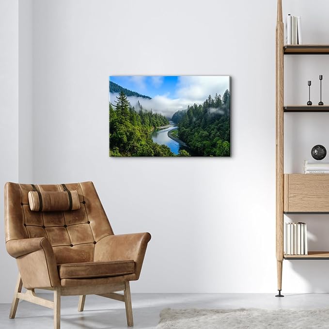 Nature Mountain Landscape Wall Art USA California National Parks Photography Wall Decor Yosemite Valley Green Forest Canvas Painting Contemporary Framed Posters Artwork Office Home Decorations 16x24"