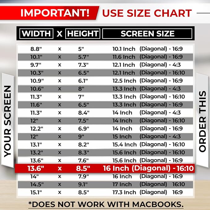 SightPro 16 Inch 16:10 Laptop Privacy Screen Filter - Computer Monitor Privacy Shield and Protector - High Clarity