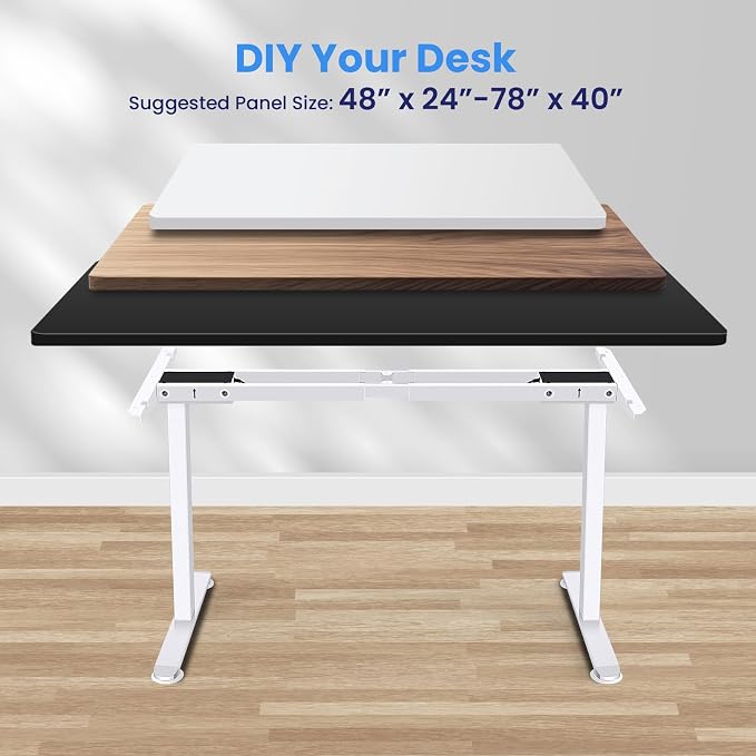 Dual Motor Electric Standing Desk Frame,Compatible Desktop Size 48″-78″ and 264 lbs Weight Capacity,Memory Controller Height Adjustable Frame,White Frame Only
