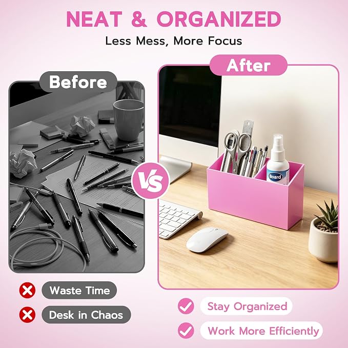 MR.MATE Magnetic Pen Holder, Magnetic Dry Erase Marker Holder for Whiteboard, Non-Slip Pencil Cup Holders for Fridge, Magnet Locker Organizer for Office Classroom Desk Accessories (Pink)