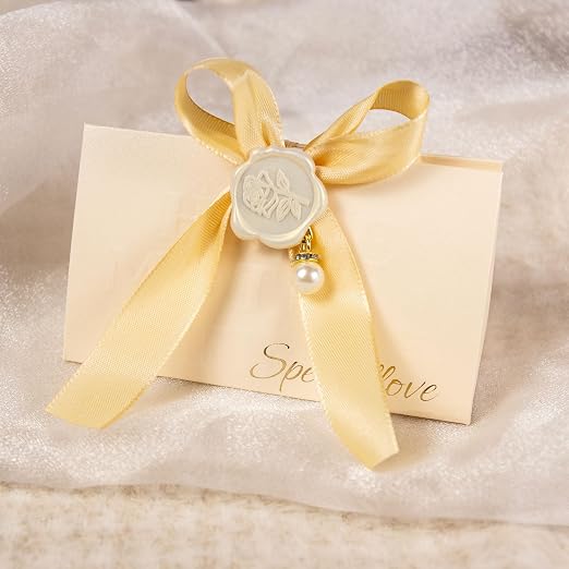 50 Pcs Ivory White Rose Style Wax Seal Stickers, Self Adhesive Wax Seal for Wedding Invitation, Easy Use Good Adhesion, Ivory White Rose Envelope Stickers Perfect for Invitation
