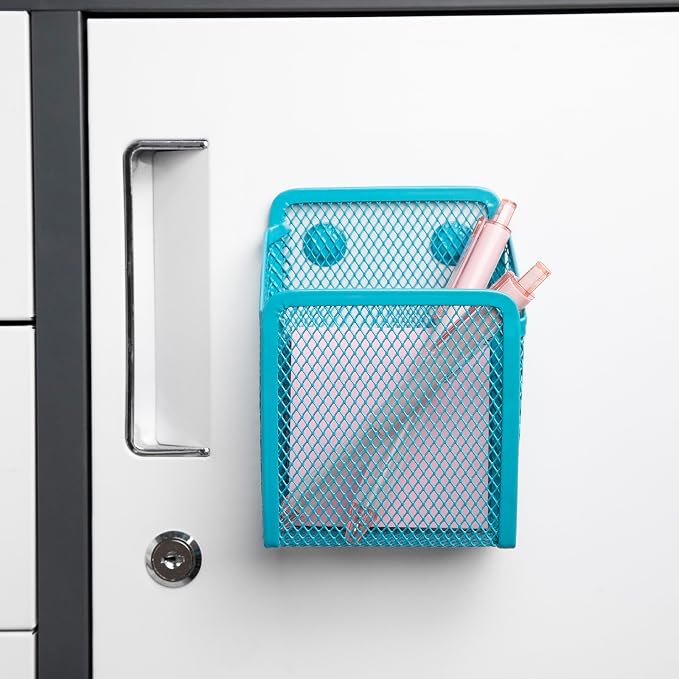 Magnetic Pencil Holder,Mesh Stainless Steel Pen Basket, Metal Writing Utensil Storage Organizer for Whiteboard,Blackboard,Kitchen, Locker, Home, or Office | Metal Writing Utensil Storage Organizer for Whiteboard,Blackboard,Kitchen, Locker, Home, or Office