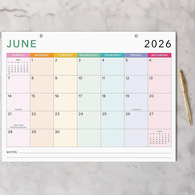 Colorful 2026 Desk Calendar - Runs From January 2026 Until July 2027 - Large Easy to Track Office Desktop/Wall Calendar 16"x12" for Effortless Organizing