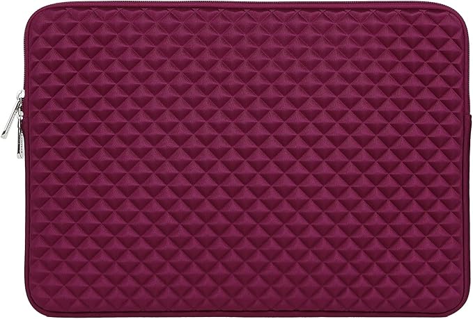 RAINYEAR 16 Inch Laptop Sleeve Diamond Foam Shock Resistant Padded Protective Case Fluffy Lining Zipper Cover Carrying Bag Specially Compatible with New 16" MacBook Pro A2141 A2485 M1 M2 M3 M4(Red)