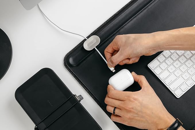 Orbitkey Magnetic Cable Holder for Desk Mat - Silver | Compatible with Orbitkey Desk Mat | Magnetic Cable Management | Keeps Cables Organized | Easy Snap-On Design